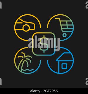 Budgeting gradient vector icon for dark theme Stock Vector