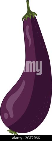 Vector illustration in a flat style of a purple aubergine isolated on a white background. Stock Vector