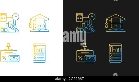 Investment gradient icons set for dark and light mode Stock Vector