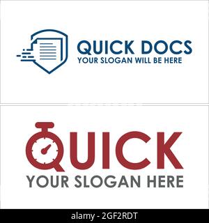 Design logo paper document and stopwatch Stock Vector