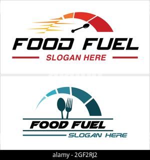 Fast food design logo speedometer fork and spoon vector Stock Vector