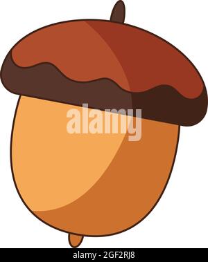 Acorn icon in a flat hand drawn style isolated on a white background. Stock Vector