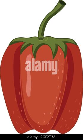 Vector illustration in a flat style of a red bell pepper isolated on a white background. Stock Vector