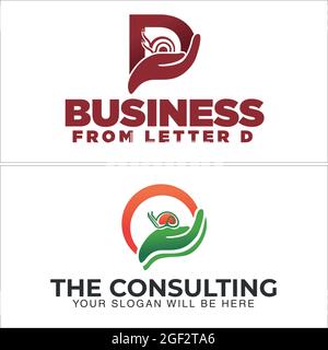 Hand snail letter D combination logo design business Stock Vector