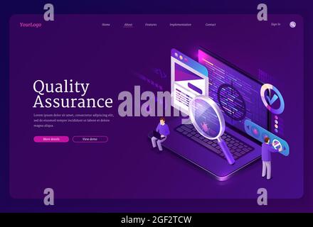 Quality assurance isometric landing, debugging Stock Vector