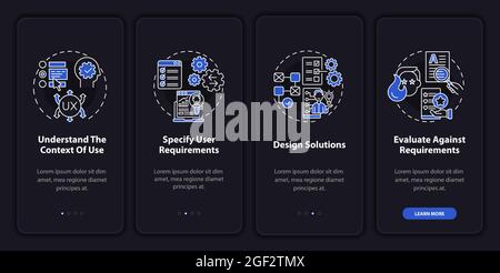 User-centered work onboarding mobile app page screen Stock Vector