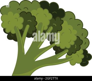 Broccoli icon in a flat hand drawn style isolated on a white background. Vector illustration. Stock Vector