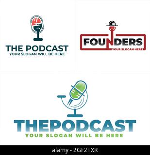 Podcast logo design vector  Stock Vector