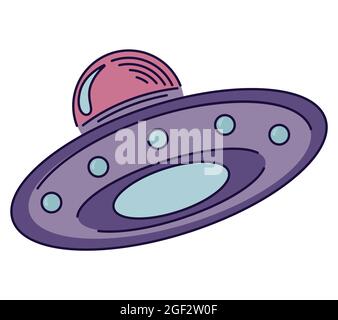 Vector illustration of UFO. Flat illustration on a white background with universe and space theme. Stock Vector