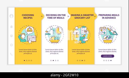 Meal planning basics onboarding vector template Stock Vector