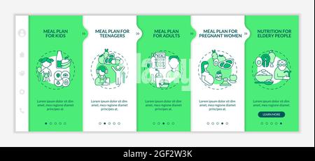 Diet plan for different age groups onboarding vector template Stock Vector