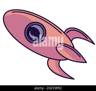 Vector illustration of rocket. Flat illustration on a white background with universe and space theme. Stock Vector