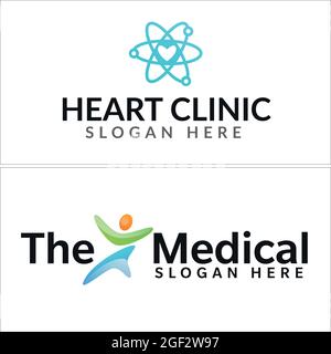 Medical Pharmaceutical Clinic Health Heart logo design Stock Vector