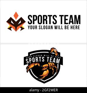 Scorpion badge logo design sports team Stock Vector