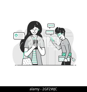 Happy Customer Share Positive Reviews Line Concept Stock Vector