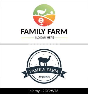 Farm livestock animal alpaca logo design Stock Vector