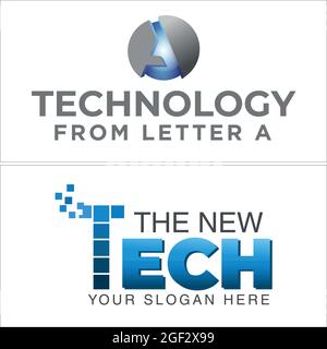 Technology internet software company business web logo design Stock Vector