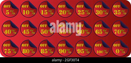 A set of stickers that attract the customer and give your design a uniquely different kind of beauty. Contains discounts at different rates Stock Vector