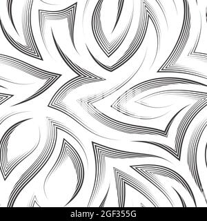Seamless vector pattern of black elegant flowing lines and corners.Seamless vector pattern of thin lines drawn by a pen in the form of corners and Stock Vector