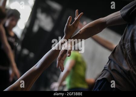 contact dancers dance performance improvisation Stock Photo