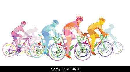 Bike race with a group of cyclists Stock Vector