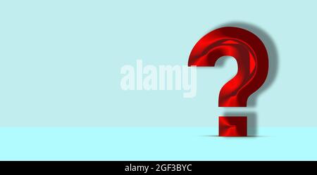 3D Red Question mark on Blue Background. business help, Support and business FAQ Concept . 3D Rendering, Stock Photo