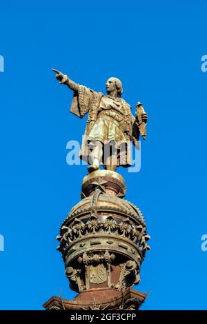 Columbus Monument, Barcelona, Catalonia, Spain Stock Photo