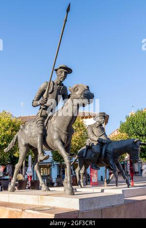 Bronze statue of Don Quixote and Sancho Panza, Alcazar de San Juan, Castilla-La Mancha, Spain Stock Photo