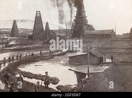 Baku oil fields. Photo of the late 19th century. Stock Photo