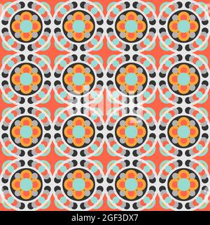 Ceramic tile abstract pattern. Geometric simple motif. Mexican talavera, portuguese azulejo or spanish majolica. Stock Vector