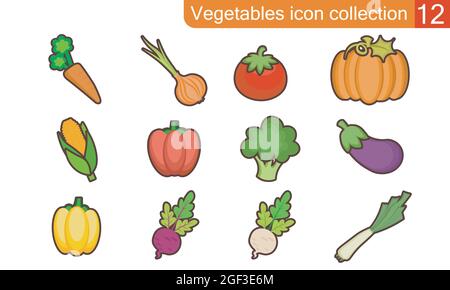Fresh vegetables icon set vector illustration. Stock Vector
