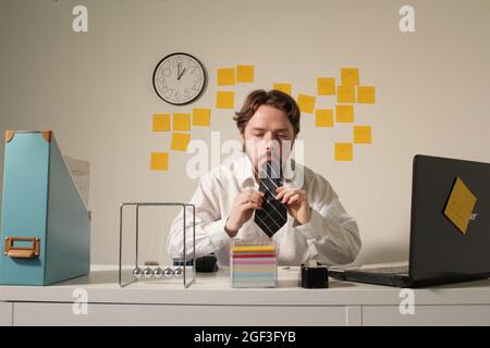 home office job frustration Stock Photo