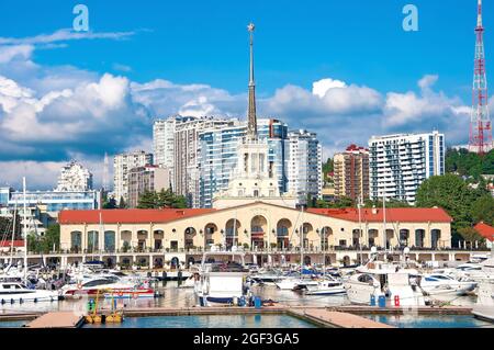 Sochi, Russia - June 1 , 2021: Marine station Port of Sochi, Krasnodar Krai, Russia . Stock Photo