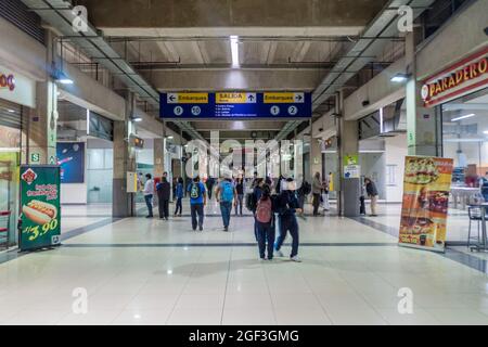 LIMA, PERU - JUNE 4, 2015:  Corridor of Estacion Central (Central Station) of Metropolitano rapid transport bus system station Stock Photo