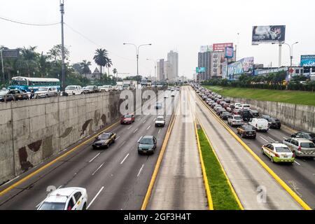 LIMA, PERU - JUNE 5, 2015: Paseo de la Republica highway in Lima. Stock Photo