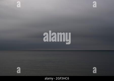 Moody Seacape with horizontal horizon Stock Photo