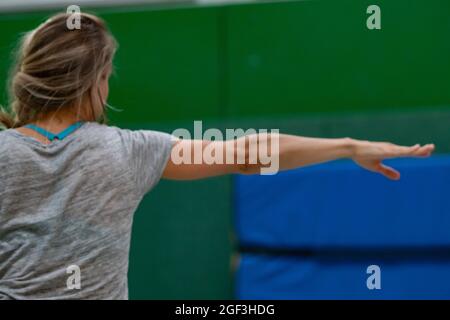 solo dancer move in contemporary improvisation performance Stock Photo