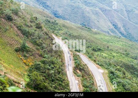 Mountain road between Balsas and Leimebamba, Peru Stock Photo
