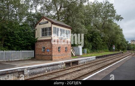 The Victorian signal box at Llandrindod Wells station. Stock Photo