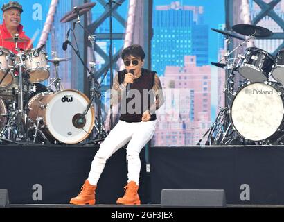 Singer Arnel Pineda of Journey performs onstage during We Love NYC: The Homecoming Concert Produced by NYC, Clive Davis, and Live Nation on August 21, 2021 in New York City. (Photo by John Atashian) Stock Photo