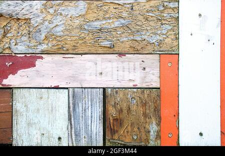 weathered abstract wood pattern with peeling paint Stock Photo