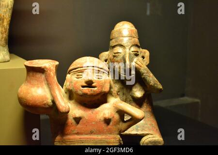 two small clay figures from pre-hispanic times that are part of mexican history Stock Photo