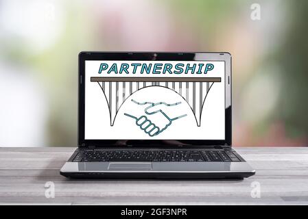 Partnership concept shown on a laptop screen Stock Photo