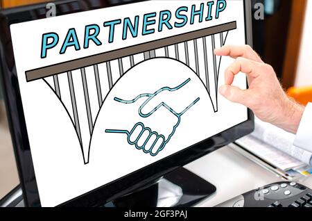 Partnership concept shown on a computer screen Stock Photo
