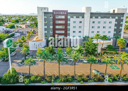 Aerial view of the Hotel Lucerna on the Vado del Rio in Hermosillo, Sonora, Mexico ... (Photo By Luis Gutierrez / Norte Photo) ...  Vista area del Hotel Lucerna en el Vado del Rio en Hermosillo, Sonora, Mexico ... (Photo By Luis Gutierrez / Norte Photo) ... Stock Photo