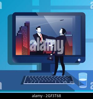 Vector illustration of businessmen handclasp in flat design Stock Vector