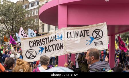 Extinction Rebellion protest against climate change. London - 23rd August 2021 Stock Photo