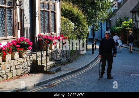 Rye, East Sussex, UK. 23 Aug, 2021. UK Weather: Sunny day in the historic town of Rye with visitors enjoying the fine and dry weather. Photo Credit: Paul Lawrenson /Alamy Live News Stock Photo