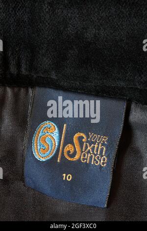 Label in Your Sixth Sense ladies black skirt size 10 Stock Photo