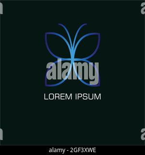 vector logo design butterfly with a light blue gradient, the logo can be used for your brand, web, favicon, and more Stock Vector